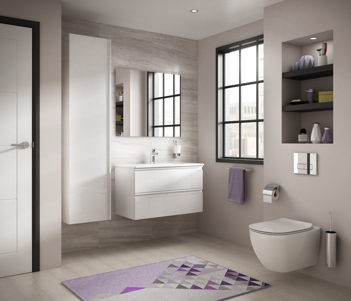 Ideal Standard Tesi AquaBlade væghængt toilet uden skyllekant inkl. soft close-sæde, hvid – miljøbillede