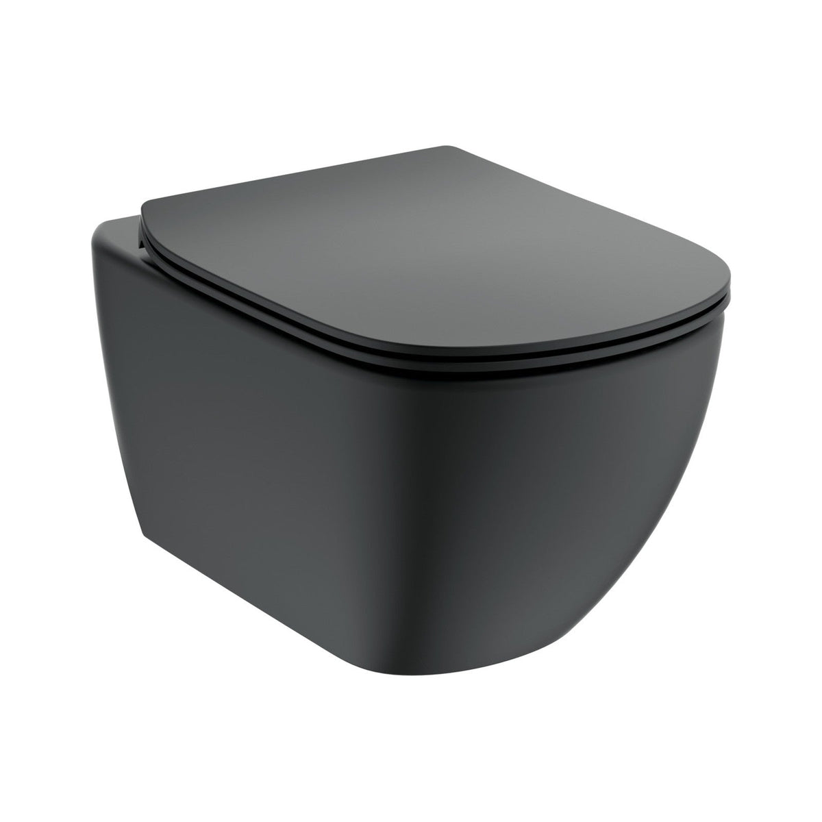 Ideal Standard Tesi AquaBlade væghængt toilet uden skyllekant inkl. soft close-sæde, mat sort