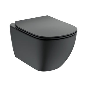 Ideal Standard Tesi AquaBlade væghængt toilet uden skyllekant inkl. soft close-sæde, mat sort