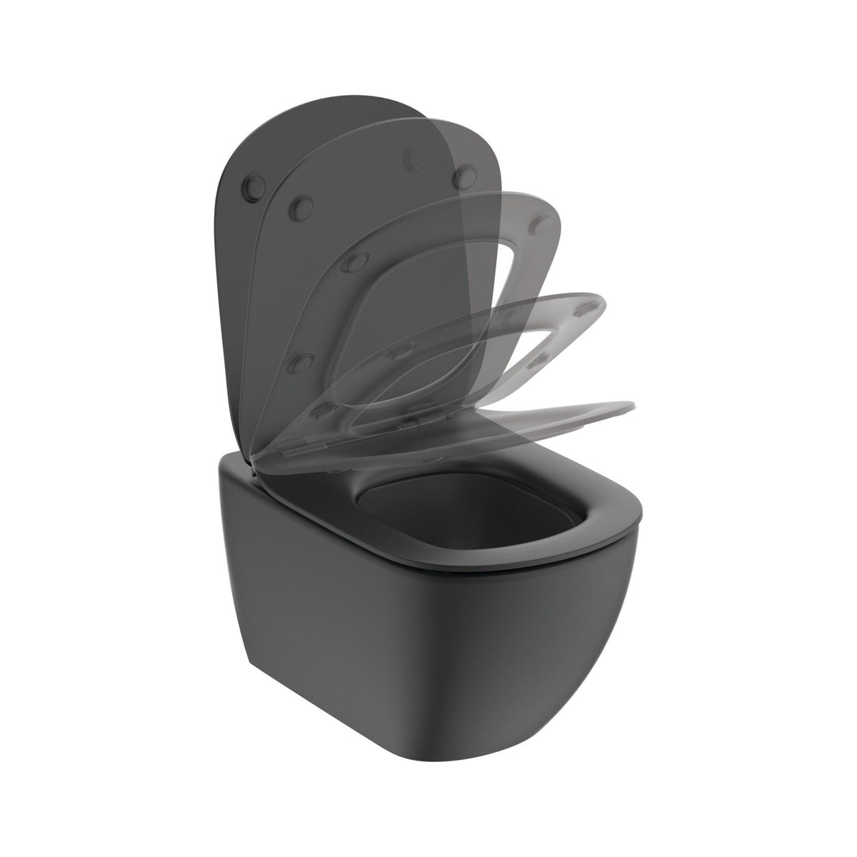Ideal Standard Tesi AquaBlade væghængt toilet uden skyllekant inkl. soft close-sæde, mat sort