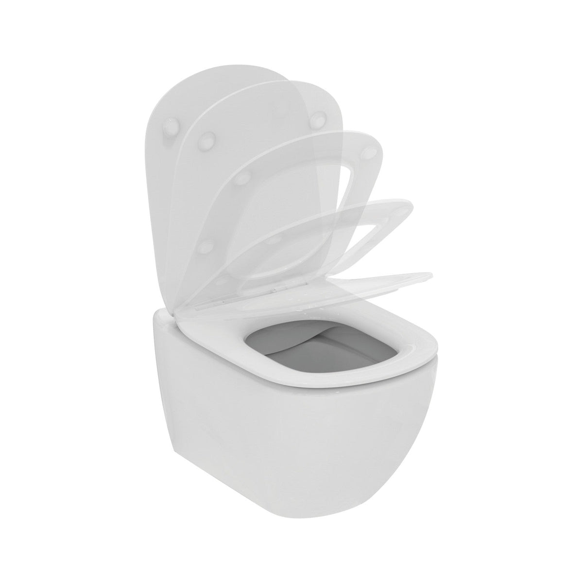 Ideal Standard Tesi væghængt toilet uden skyllekant inkl. soft close-sæde, hvid (slim-sæde)