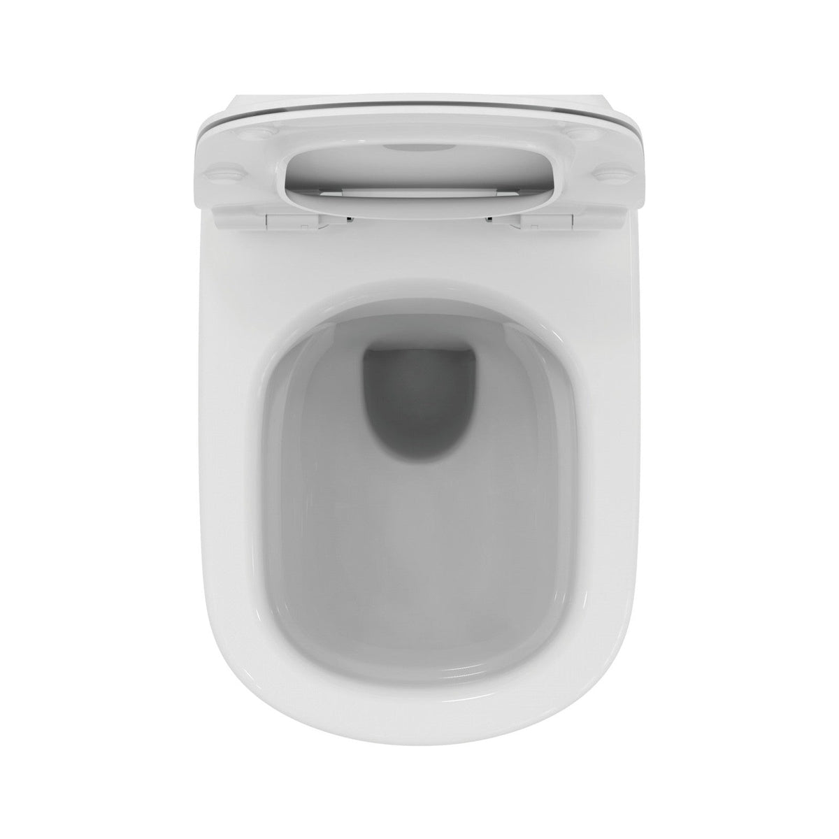 Ideal Standard Tesi væghængt toilet uden skyllekant inkl. soft close-sæde, hvid (slim-sæde) – set oppefra