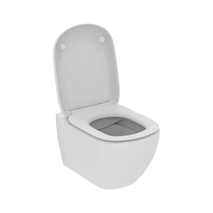 Ideal Standard Tesi væghængt toilet uden skyllekant inkl. soft close-sæde, hvid (wrap-over-sæde)