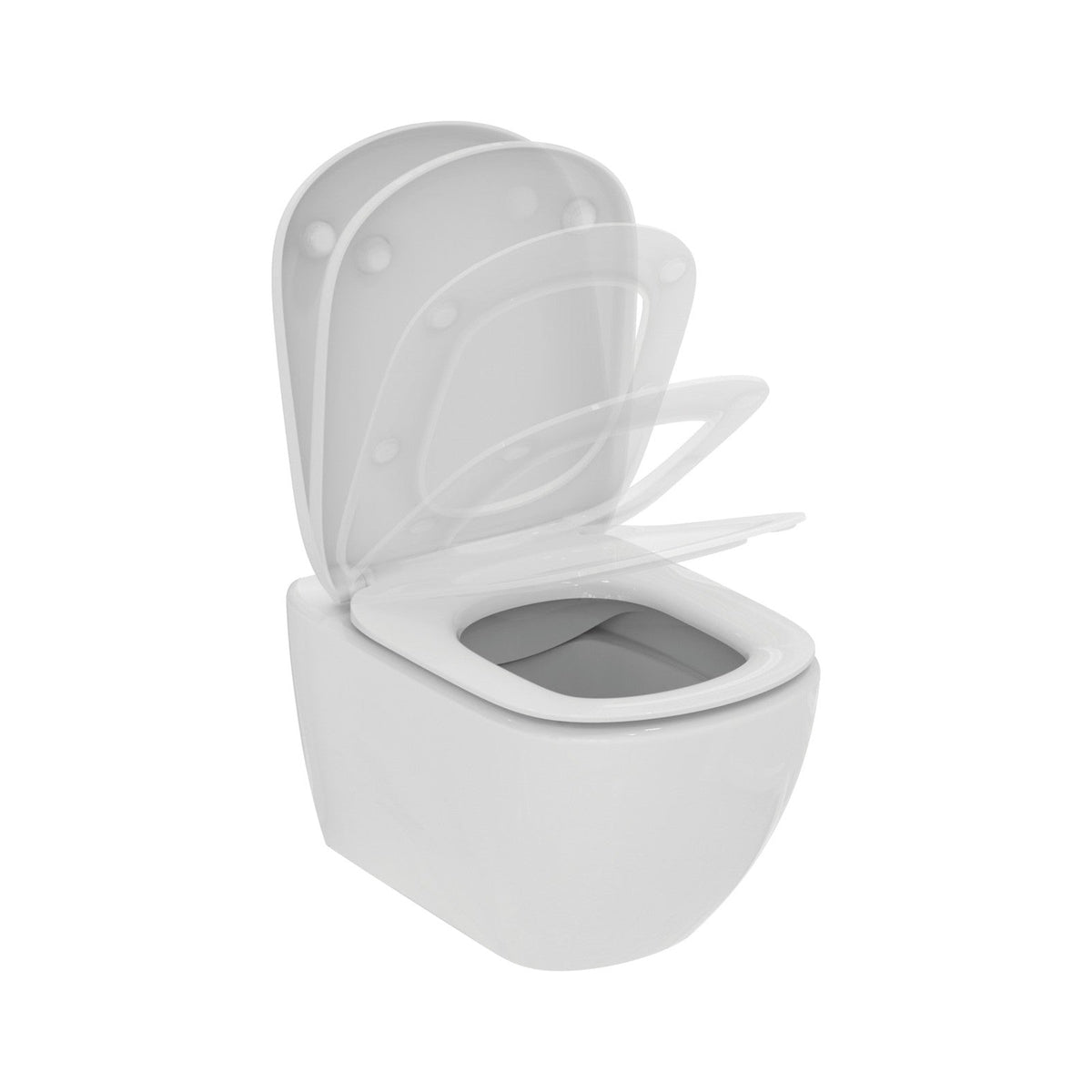 Ideal Standard Tesi væghængt toilet uden skyllekant inkl. soft close-sæde, hvid (wrap-over-sæde)
