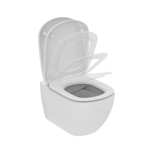 Ideal Standard Tesi væghængt toilet uden skyllekant inkl. soft close-sæde, hvid (wrap-over-sæde)