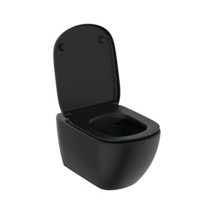 Ideal Standard Tesi væghængt toilet uden skyllekant inkl. soft close-sæde, mat sort (wrap-over-sæde)
