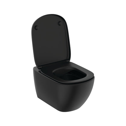 Ideal Standard Tesi væghængt toilet uden skyllekant inkl. soft close-sæde, mat sort (wrap-over-sæde)