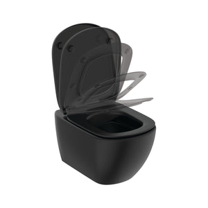 Ideal Standard Tesi væghængt toilet uden skyllekant inkl. soft close-sæde, mat sort (wrap-over-sæde)