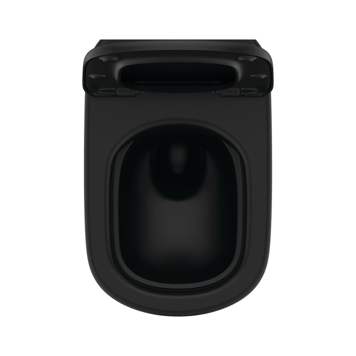 Ideal Standard Tesi væghængt toilet uden skyllekant inkl. soft close-sæde, mat sort (wrap-over-sæde) – set oppefra