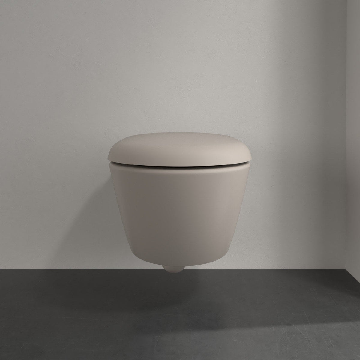 Villeroy & Boch Antao væghængt toilet uden skyllekant inkl. soft close-sæde, Almond (mat beige) – miljøbillede