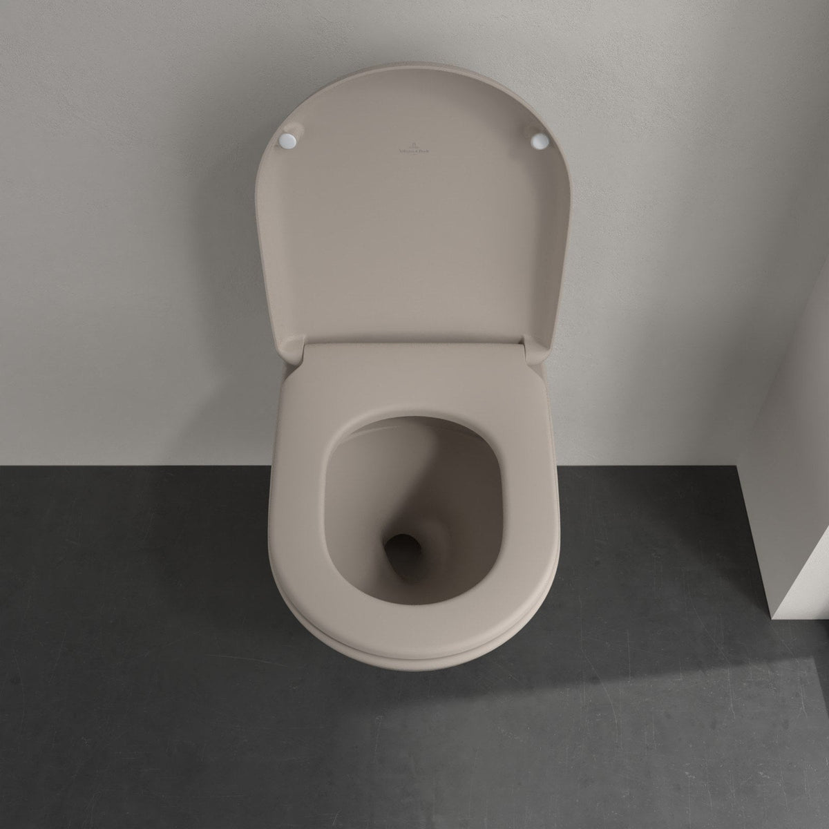 Villeroy & Boch Antao væghængt toilet uden skyllekant inkl. soft close-sæde, Almond (mat beige) – miljøbillede
