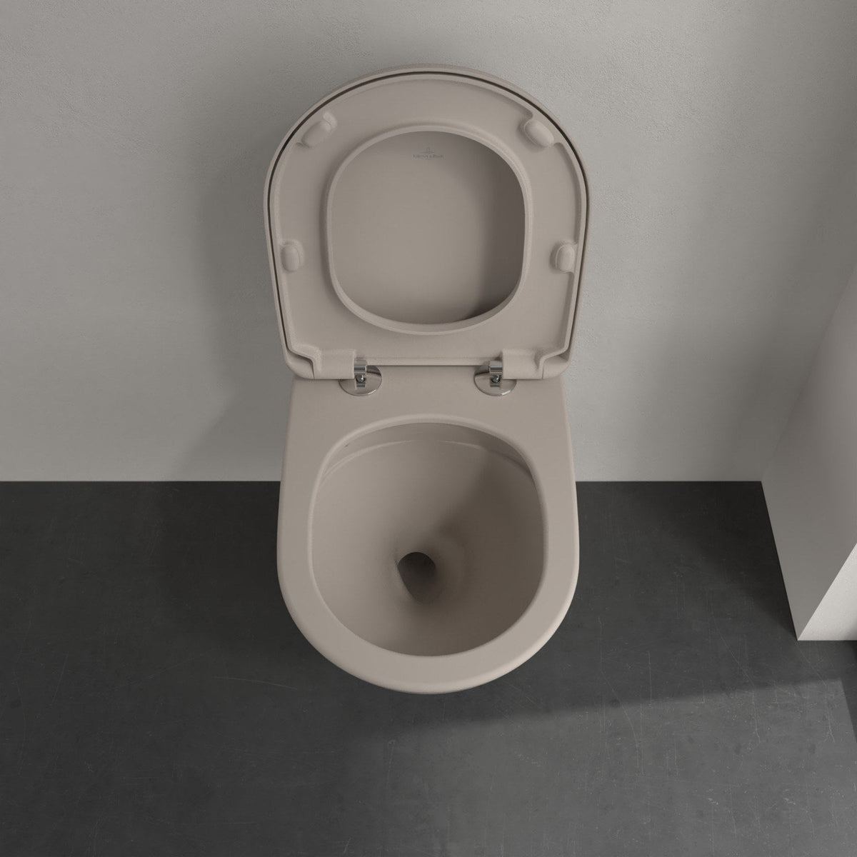 Villeroy & Boch Antao væghængt toilet uden skyllekant inkl. soft close-sæde, Almond (mat beige) – miljøbillede