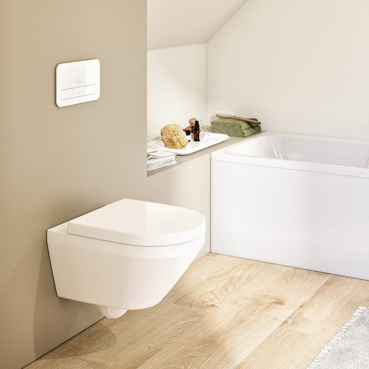 Villeroy & Boch Architectura væghængt toilet uden skyllekant inkl. soft close-sæde, hvid – miljøbillede