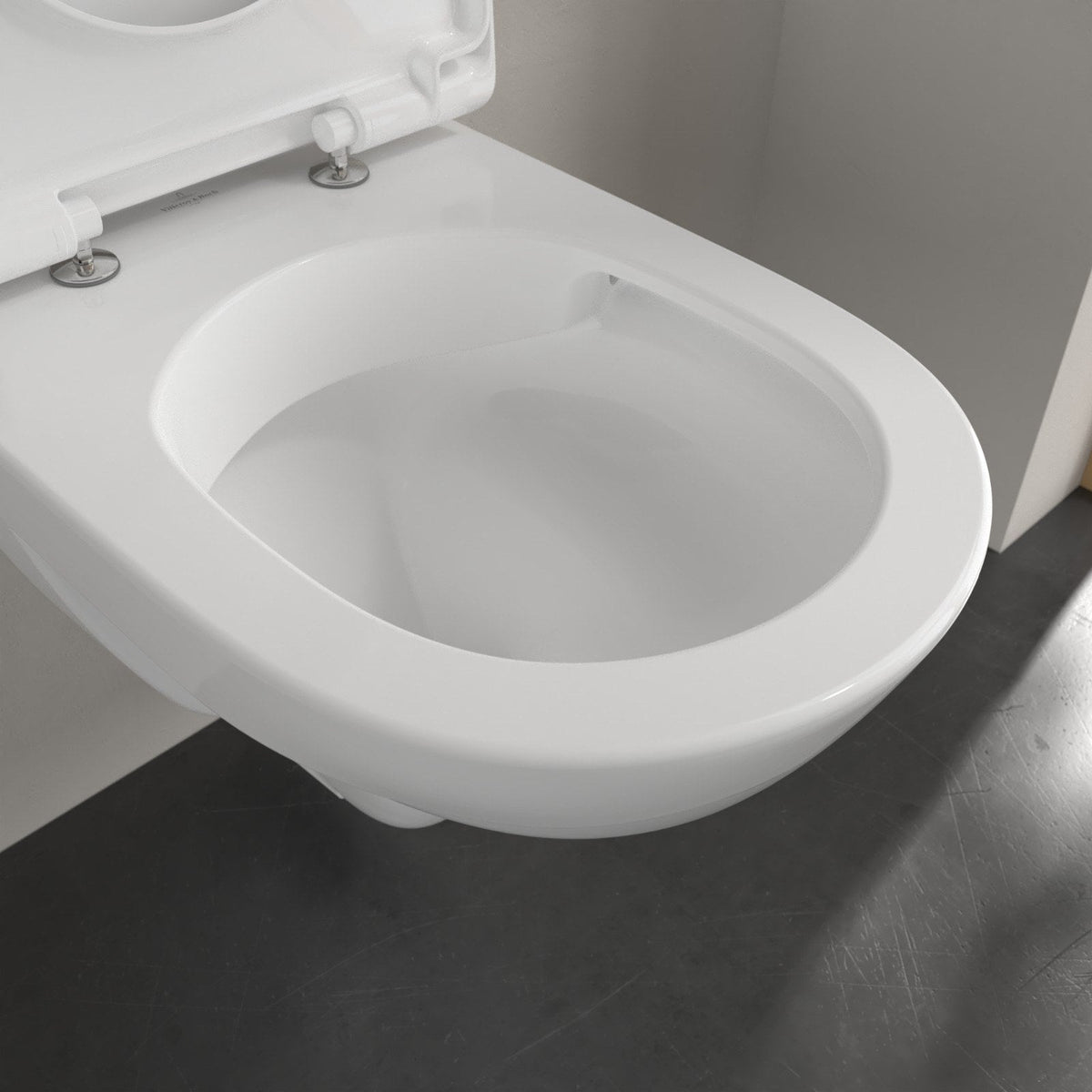 Villeroy & Boch O.novo væghængt toilet uden skyllekant inkl. soft close-sæde, hvid – detalje